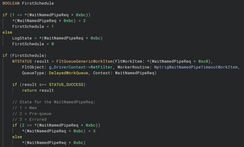 NptrigWaitNamedPipeTimeoutCallback DPC Handling